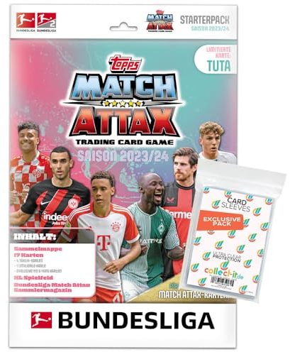 Bundle mit Topps Match Attax Bundesliga - 2023-2024 - 1 Starter + Exklusive Collect-it Hüllen