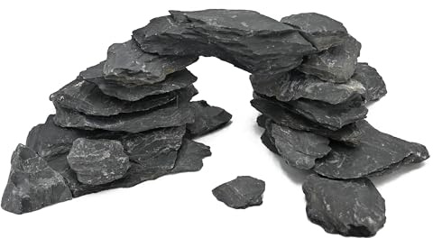 KINGRUI Natürliche Schiefersteine für Aquarien 3–8 cm – Aquascaping Deko Steine, Terrarium- & Reptiliengestaltung, Feengarten & Landschaft – 2,3kg