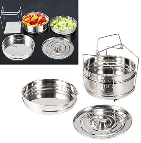 Stapelbare Dampfgarer Einsatzpfannen, Stapelbares 3 stufiges Edelstahl Dampfgarer Topf Set, Lebensmittel Dampfgarer, Gemüse-Dampfgarer, Zubehör Zum Kochen von Speisen unter Druck