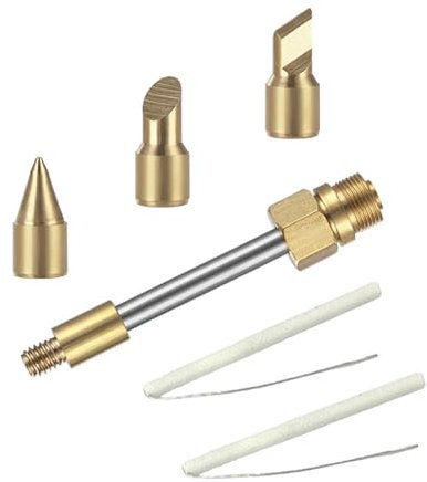 6Pcs Soldering Iron Tips Set, 510 Interface Soldering Iron Tip Wireless Soldering Tool Soldering Iron Tips Set with Heating Core and Soldering Iron Rod for Gas Soldering Iron Accessories