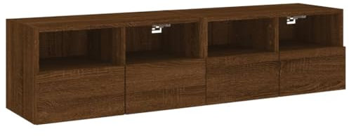 vidaXL Meubles TV Muraux 2 pcs, Armoires de Télévision Suspendues avec Compartiments, Meubles Télé Flottants, Moderne, Chêne Marron Bois Ingénierie