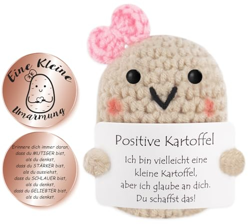Tixlux Pocket Hug Positive Kartoffel, Kreative Strickwolle Kartoffel Puppe und Kleine Umarmung Glücksbringer Roségold, Gute Besserung, Mutmacher Geschenk, für Frauen, Geschenk zum Schulabschluss