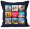 SpecialMe® Kissen-Bezug mit Foto Fotocollage bis zu 8 eigene Bilder Wunschtext Geschenk personalisierbar Baumwolle Navy Standard