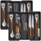 Lifewit 2er-Set Besteckkasten für Schubladen, Großer Utensilienständer Erweiterbar auf 57 cm, Küchenutensilienhalter Tiefe 38 cm, Kunststoff Besteckhalter Küche Organizer für Messer/Gabel, Schwarz