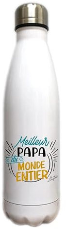 Bouteille en acier inoxydable Meilleur papa du monde entier - fête des pères - gourde pour le sport ou le bureau contenance 500 ml
