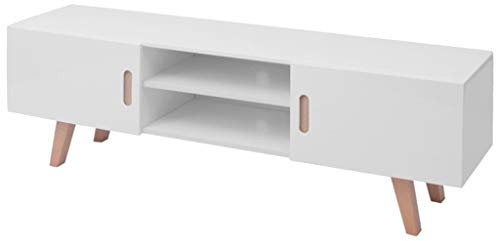 ShCuShan Mobile Porta TV in MDF 150x35x48,5 cm Bianco Lucido,Mobile TV Mobile Porta Televisore,Mobiletto Industriale Tavolino Basso Vintage Console per Salotto