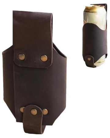 Leather Beer Belt, Beer Holster Beer Bottle Holders, Beer Holster Belt Holder Beer Accessories for Beer Drinkers Lovers Outdoor Climbing Camping Hiking