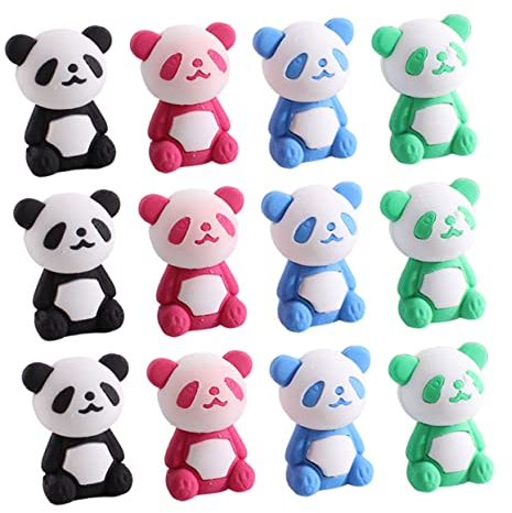 16 Stück Niedliche Panda Radiergummi Kinder Cartoon Radiergummi Gummi Geschenk Für Schule, Malerei Und Raumdekoration, 3 X 2,5 X 2,5 Cm, Farben Zufällig
