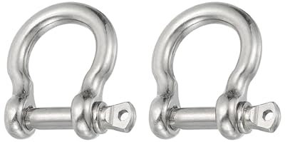 PATIKIL Screw Pin Shackle 5mm 3/16 353lb, 2Pcs 304 Stainless Steel Forged Bow Shackle Marine Grade for Chains Wire Rope Outdoor, Silver