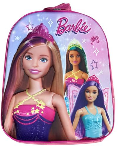 Top Linen (NW) Ltd Children Cartoon Official Character Backpack For School - Lightweight Rucksack Travel Backpack Kids - 3D Barbie and Friends (Barbie) Back Pack