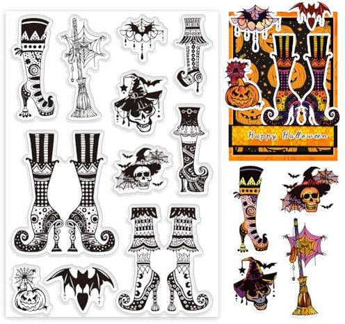 PH PandaHall Halloween Socken Transparente Stempel Fledermaus Transparent Stempel Halloween Dressup Klar Stempel Für Kartengestaltung DIY Scrapbooking Stempel Album Basteln