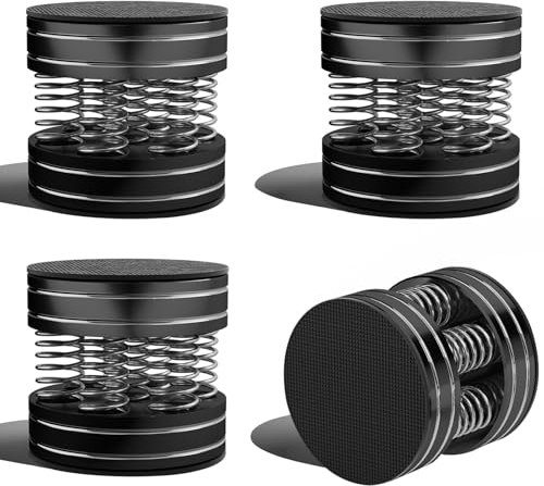 4 Stück 44mmx38mm Aluminium-Lautsprecher-Federfüße, Isolationsfüße mit rutschfesten Gummipuffern zur Dämpfung von Vibrationsgeräuschen, für Lautsprecher, Subwoofer, Verstärker, Plattenspieler