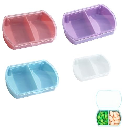 Katyjun 4 Stück Pillendose 2 Fächer, Klein für Unterwegs Pill Box