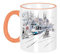 KDWJS Tasse Keramik Kaffeetassen Große 11oz Tassen 330ml Trinkgläser Mit Griff Personalisierte Geschenk Weiß,Stadtansicht einer typischen Amsterdamer Straße mit Radfahrern und Straßenbahn, Holland, N