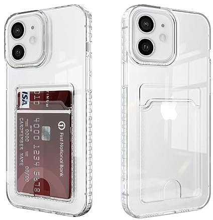 Cesryorsis per iPhone 12 cover con Porta Carte, Custodia in silicone TPU per telefono, ultra sottile, morbida, antiurto case protettiva, copertura paraurti for iPhone 12
