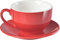 ionEgg Porzellan-Kaffeetasse mit Untertasse, 220 ml, für Cappuccino, Latte und Tee, Rot