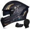 Bluetooth Modular Motorcycle Helmets, Flip Up Full Face Double Visor Motorbike Helmet ECE Approved, with Speakers and Microphone, for Adults Men Women City Rides Moped M~XXL
