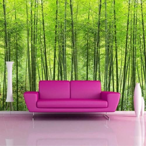 YueMingDi Papier Peint 3D Salon Canapé Vert Bambou Forêt Forêt Paysage Moderne Murale Chambre-430Cm×300Cm