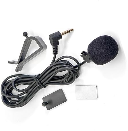 ZWWOGE Microphone avec connecteur 3,5 mm, kit mains libres pour voiture, mini micro sans fil Lavalier pour audio stéréo GPS CD DVD dans la voiture, câble de 2 m