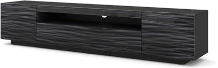 Homlando Aura Meuble TV Universel Sahara Effet 3D, à Suspendre ou à Poser, avec Espace de Rangement, Ouverture pour câble, Salon, 200 cm, Noir Sahara