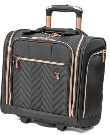 Gino Ferrari Luggage Softside Suitcase with Wheels - Soft Shell Travel Wheeled Cases | Softer Premium Detailed Suitcases for Holidays, Breaks and Getaways (Black, Under Seat)