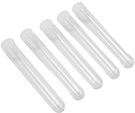 Bortivier 100Pcs Clear Plastic Test Tubes with White Screw Caps Sample Containers Bottles Push Caps 12X75mm