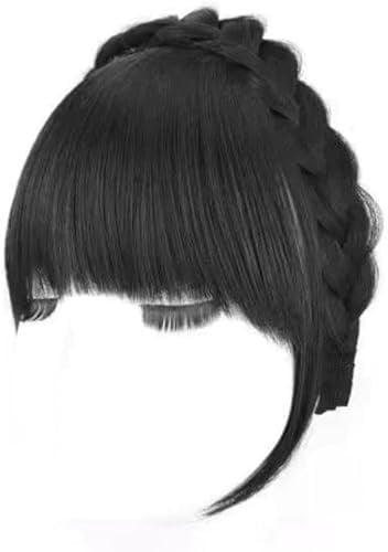 Black Fluffy Fake Hair Band Bangs, Heat Resistant Wig, Trendy Braid Headband Hair Accessories