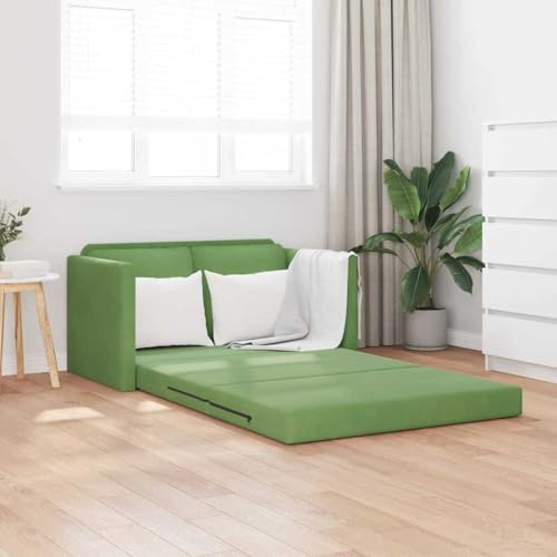 KTHLBRH Schlafsofa, hellgrün, 2-in-1, bequem und stabil, für Wohnzimmer oder Schlafzimmer, 122 x 70 x 60 cm, Samt