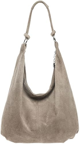 Caspar Große Damen Vintage Veloursleder Tasche Samtweiche Schultertasche aus Leder - CLASSIC LINE - Modell No.617 - Made in Italy