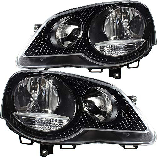 Halogen Scheinwerfersatz Scheinwerfer Satz Hauptscheinwerfer Set links rechts H7/H1 schwarz passend für 9N_