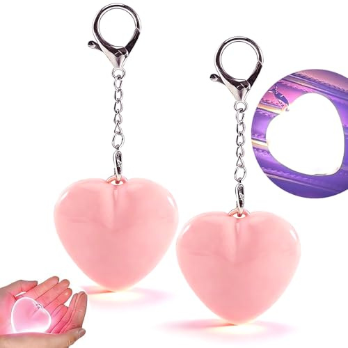 Kyduu 2 Piezas Luz de Bolso con Sensor Recargable USB, Luz LED para Bolso en Forma de Corazón, Lámpara de Bolso LED Portátil y Llavero Luminoso, Luz Interior Bolso Portátil (Rosa)