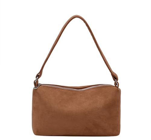 Generisch Kleine Wildleder Geldbörse Wildleder Mini Schulter Tasche Für Frauen 2025 Herbst Winter Handtasche Kupplung (Khaki, One Size)