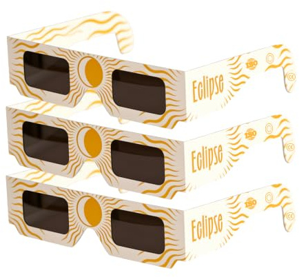 WLD Artwork Lunettes Eclipse Solaire 2026 – Certifiées ISO 12312-2 & conformes CE- Lot de 3 Paires Premium
