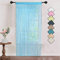 HSYLYM Stricken String Vorhang Panels Dichte Polyester Fringe Vorhang Fliegengitter Raumteiler für Tür Fenster Dekor,Teal Blau,90 x 200 cm