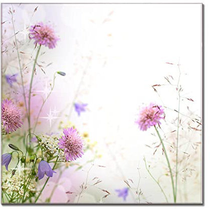 banjado® Glas Magnettafel mit 4 Magneten - Magnetwand 50x50cm mit Motiv Glitzernde Wiese - Memoboard/Pinnwand magnetisch, beschreibbar, perfekt für die Küche - Magnetboard auch als Wandbild/Wandtafel