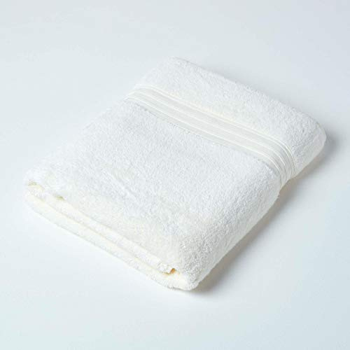 HOMESCAPES Luxury Cream Soft 100% Supima Cotton Bath Sheet Zero Twist Super Absorbent & Fluffy 550 GSM Thick Plain Extra-Large Jumbo Towel