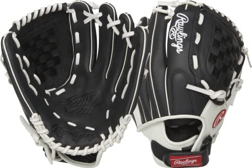 Rawlings Shut Out Series Youth Softball Glove, 11.5 inch, White/Black, Right Hand Throw