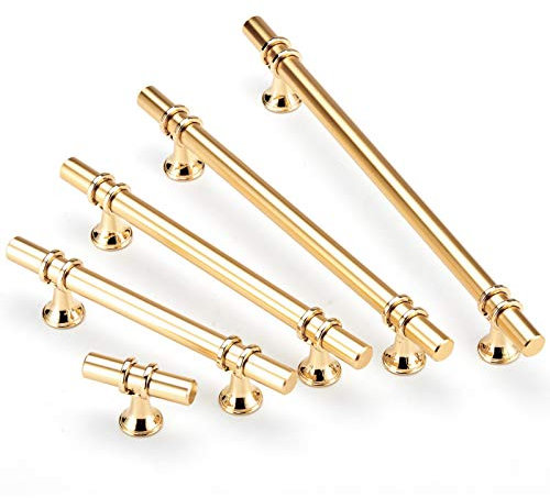 6 Stück Möbelgriffe Küchengriffe Schrankgriffe Handgriff für Bücherschrank Kleiderschrank Schubladen Roségold Schwarz Zinklegierung (Gold,224mm)