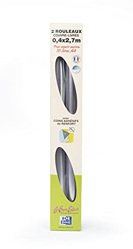 OXFORD Couvre Livres Transparent, Lot de 2 (40x270cm) PVC Lisse Epaisseur 8/100ème, Couvre jusqu'à 10 livres A4