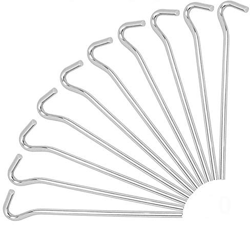 Heavy Duty Tent Garden Ground Pegs Stakes, Zinc Plated Steel 20cm (8 Inch) for Outdoor Camping, Hiking, Gardening, Plant Support, Gazebo, Tarpaulin, Netting Hooks