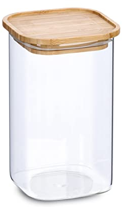 Zeller 19491 Vorratsglas m. Bambusdeckel, 900 ml, ca. 10 x 10 x 17,7 cm