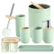 iMucci Badezimmer-Zubehör-Set mit Mülleimer, WC-Bürste, Zahnbürstenhalter, Lotion-Seifenspender, Seifenschale, Zahnbürstenbecher, Qtip-Halter (Bambus-Bezug), Pastellgrün, 9-teilig