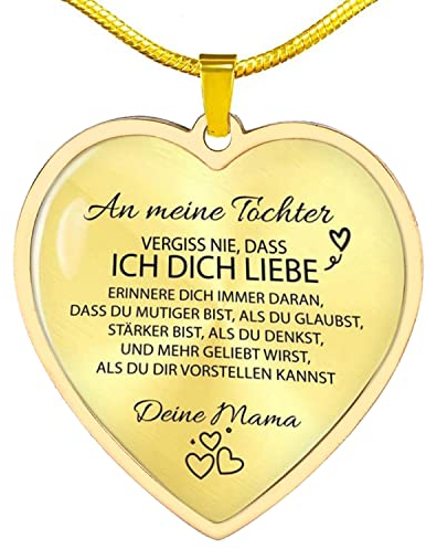 YOTHIWAD An Meine Tochter Kette mit Spruch von Mama,Herz Anhänger Kette,Halskette Tochter,Schmuck Geburtstag Graduierung Geschenke für Tochter von Mama(Gold )