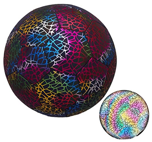 Leuchtender Fussball - eflektierender Fußball - Bright Reflektierend Fussball - Holografisch Fußball Leuchtend I Dunkeln - Reflektierende Fußballgeschenke Für Indoor-Outdoor-Fußballtraining(Größe 5)