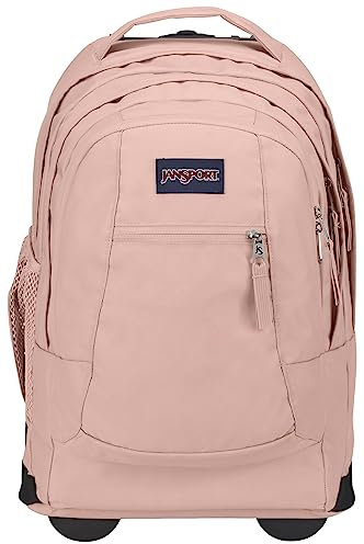 JanSport Driver 8 Rolling Backpack - Wheeled Travel Bag with 15-Inch Laptop Sleeve, One Size, Misty Rose