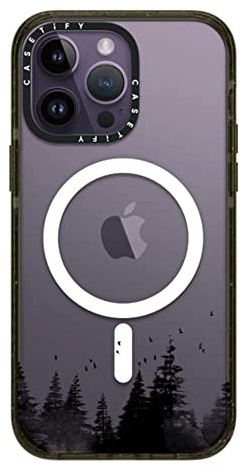 CASETiFY Impact iPhone 14 Pro Max Case [4X Military Grade Drop Tested / 8.2ft Drop Protection/Compatible with Magsafe] - Minimal Forest Clear Case - Clear Black