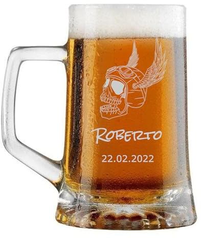 MASTERLASER3.0 Bicchiere da Birra Personalizzato, Boccale da Birra Inciso, 510 ml, Personalizzabile con Nome, Iniziali e Data. Migliore idea regalo – Quantità (1)