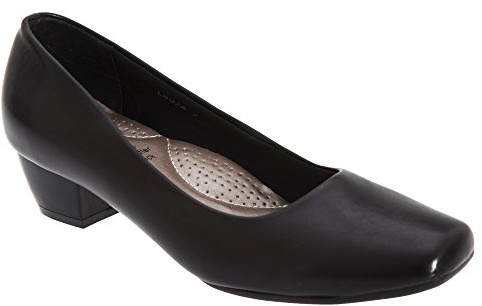 Boulevard Womens Low Heel Plain Court Shoes with Ultra Padded Insole Black