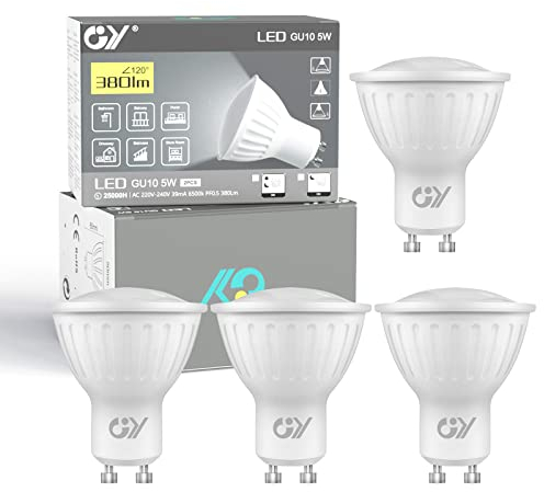 GY GU10 LED Kaltweiss Lampe mit Radar Sensor,5W Ersetzt 40W Halogenlampe,380 Lumen 6500K Kaltweiß Sensor Glühbirnen,Automatisch ein/aus,Abstrahlwinkel 120°,Nicht Dimmbar Reflektor Lampen,4 Stück