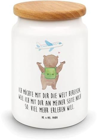 Mr. & Mrs. Panda Aufbewahrungsdose Mit Deckel Bär Flugzeug - Geschenk, Vorratsdosen, für Frauen, Frischhaltedosen, Freundin, Hochzeitstag, Valentinstag, keksdosen, Partner, Dose, müslidose, Freund